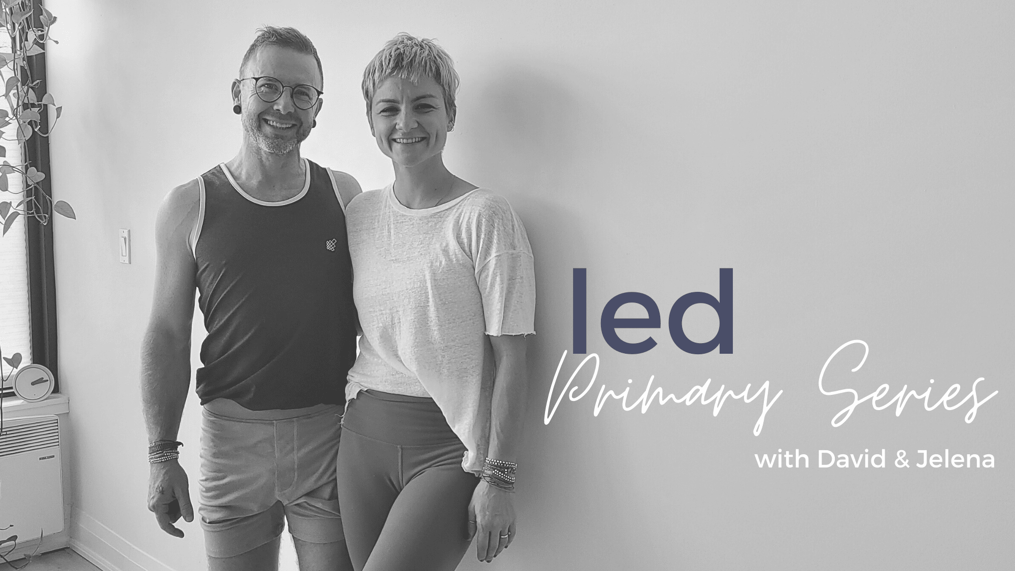 David and Jelena standing in the yoga studio